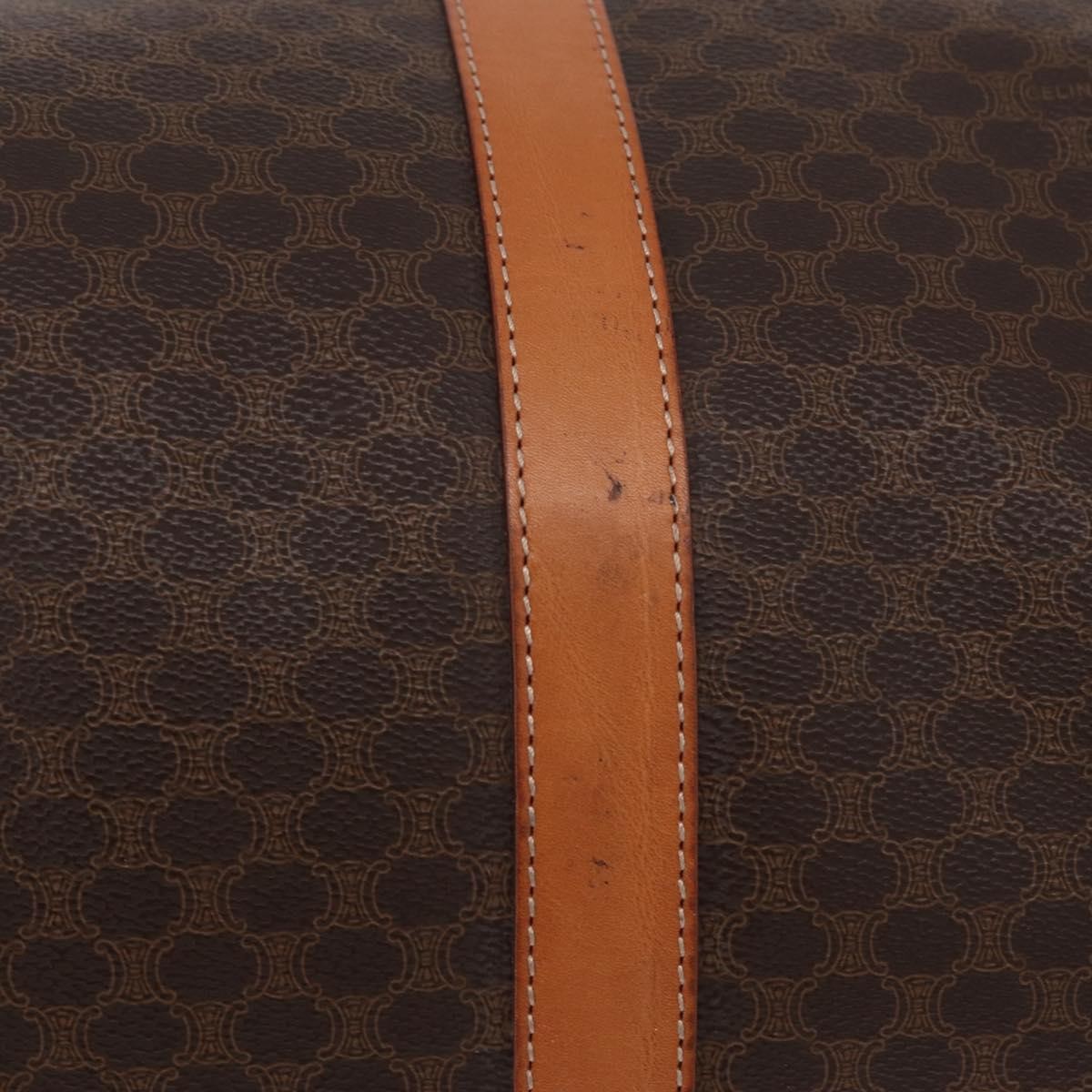 Celine Vintage Duffle Macadam Coated Canvas, Brown, Canvas, Handbag