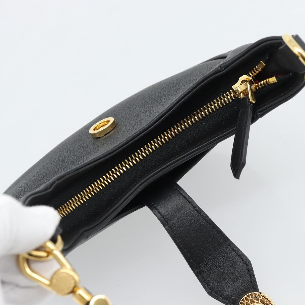 Bvlgari Serpenti Ellipse Leather, Black, Leather, Shoulder Bag