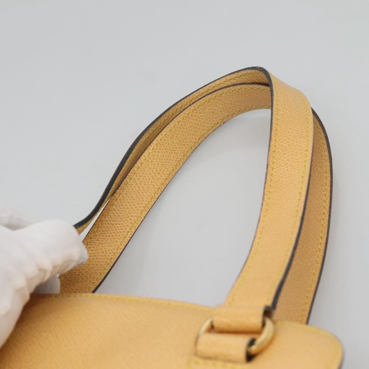 Celine Vintage Turnlock Leather, Yellow, Leather, Handbag