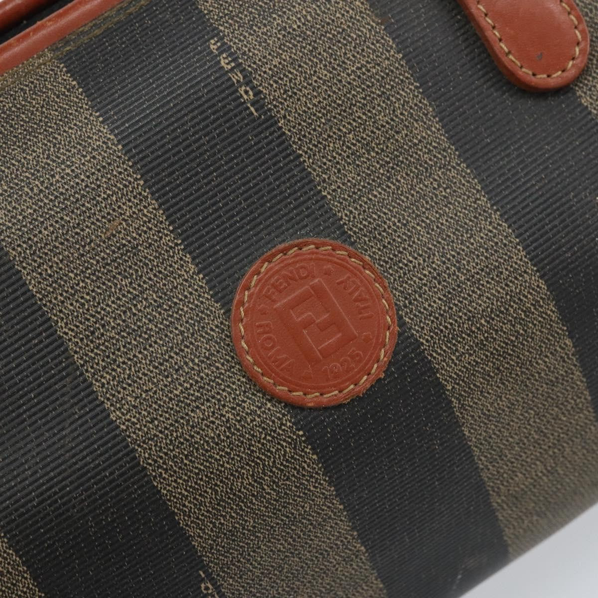 Fendi Vintage Pequin Convertible Boston Coated Canvas, Brown, Canvas, Handbag