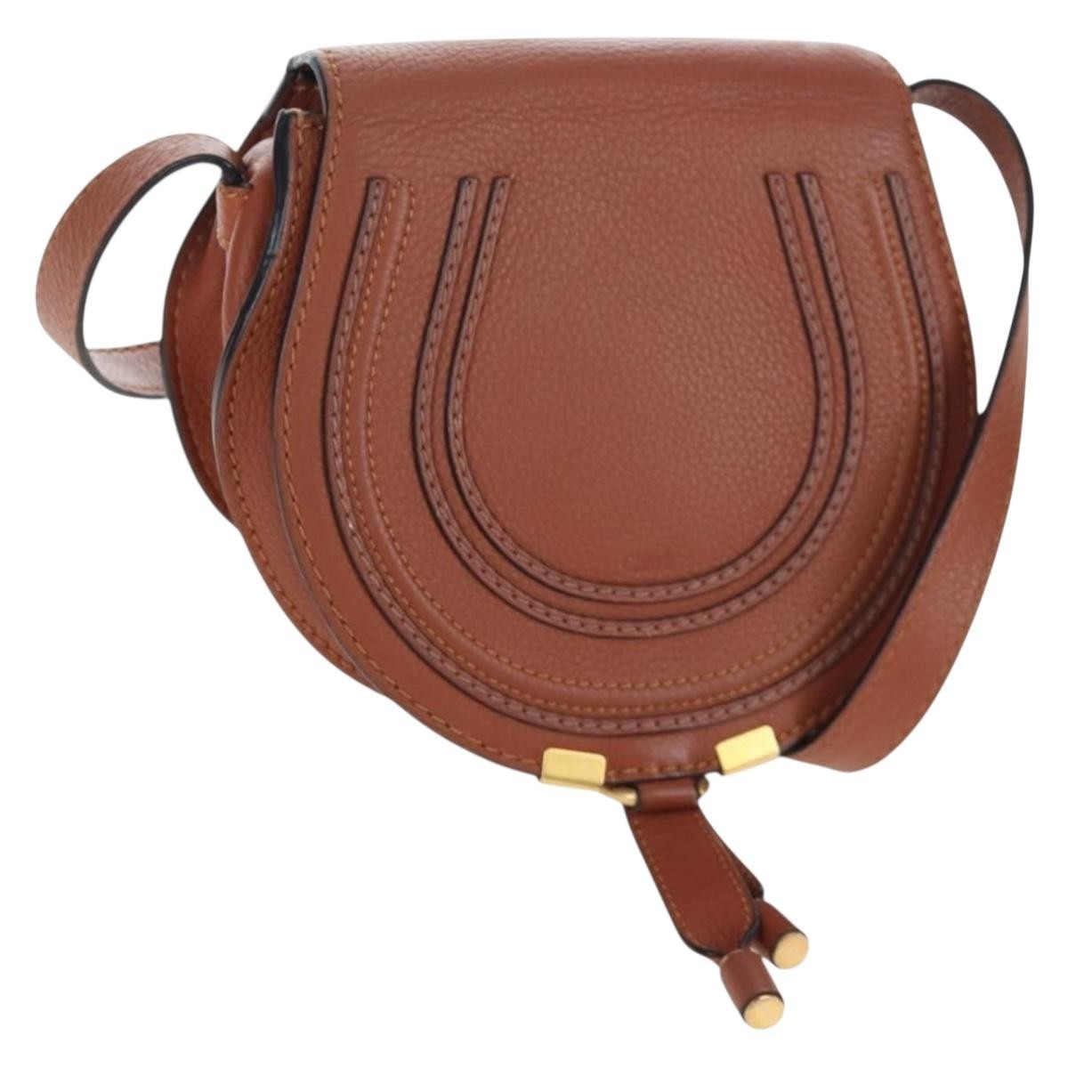 Chloe Marcie Leather, Brown, Leather, Crossbody Bag