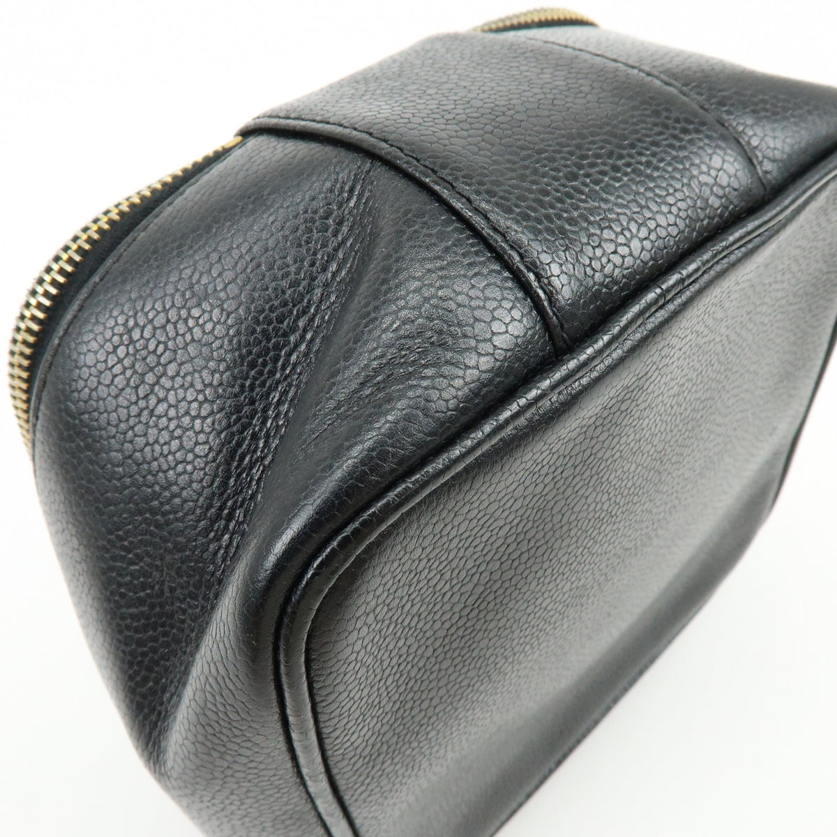 Chanel Vintage Timeless Cosmetic Case Caviar, Black, Leather, Clutch