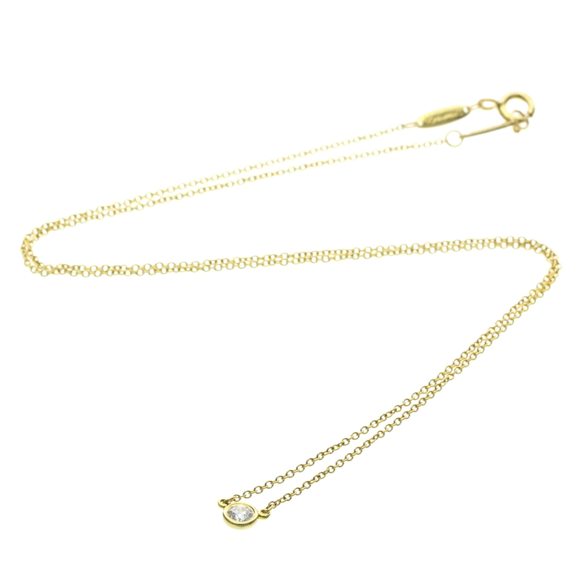 Tiffany & Co. Elsa Peretti Diamonds By The Yard Pendant 18K Rose Gold with Pear-Shaped Diamond, Yellow, Yellow Gold, Necklace