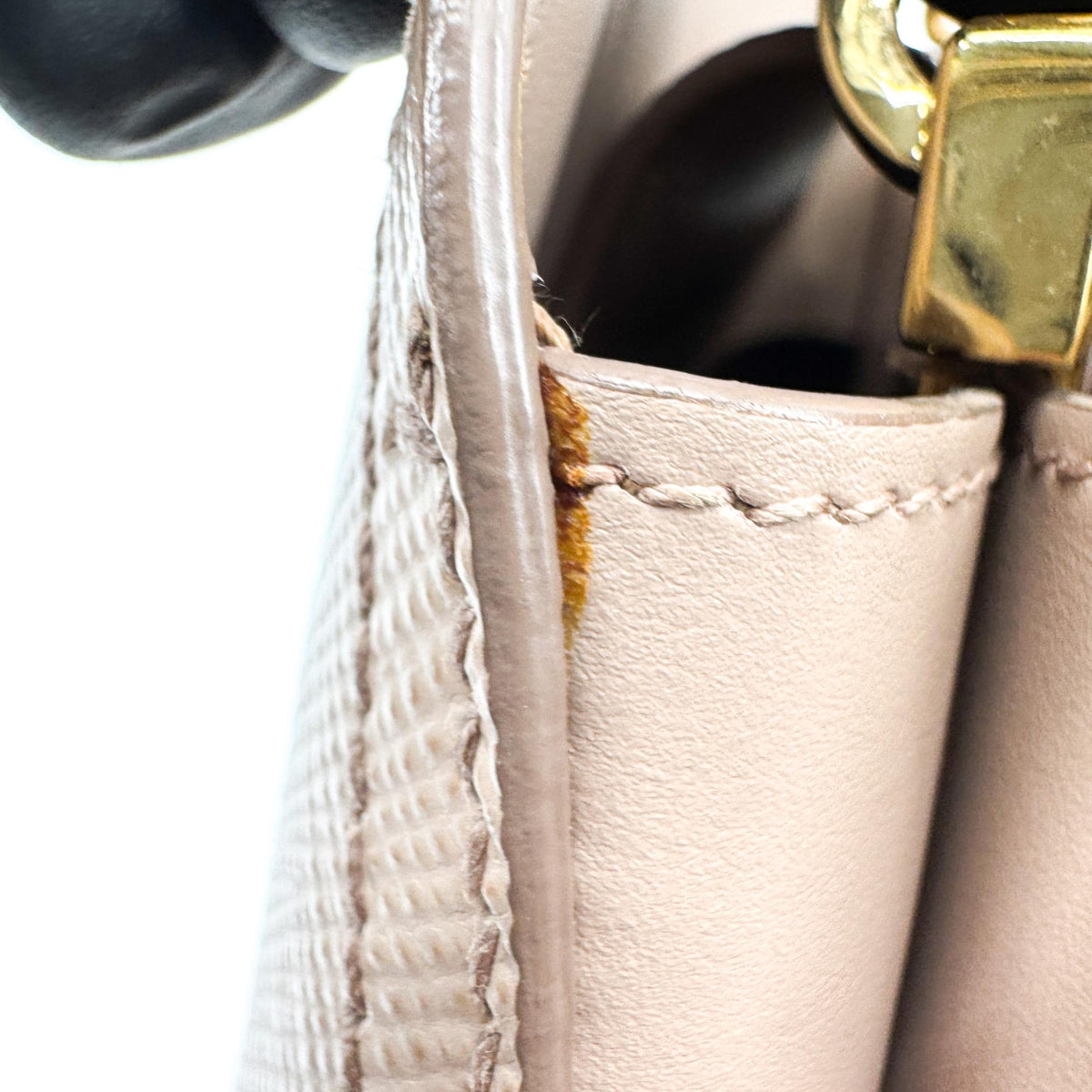 Prada Matinee Top Handle Saffiano Leather, Beige, Leather, Handbag