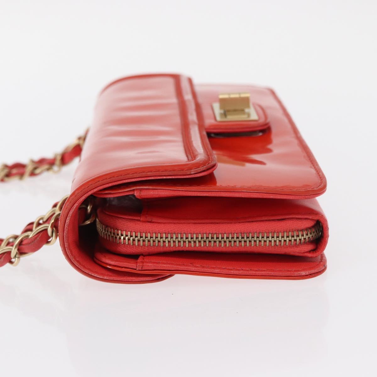 Chanel Chain Flap Shoulder Bag Leather, ORANGE, PATENT_LEATHER, Shoulder bag