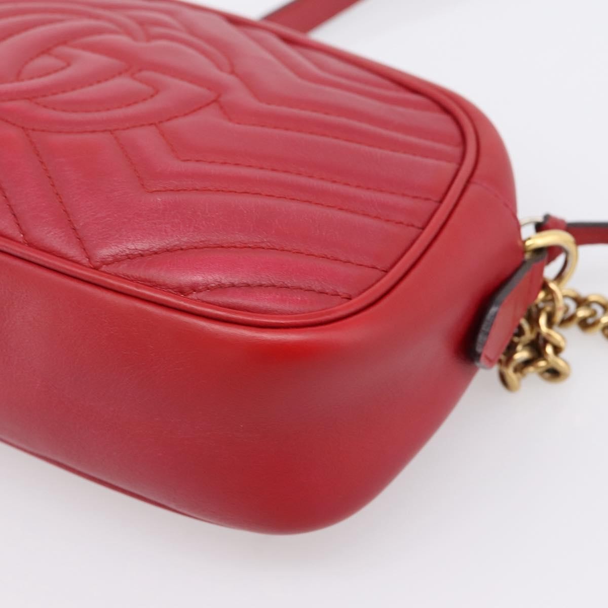 Gucci GG Marmont Matelasse Leather, Red, Leather, Shoulder Bag