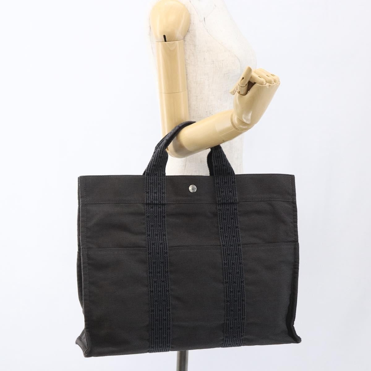 Hermes Fourre-tout Herline Canvas, Gray, Canvas, Tote Bag