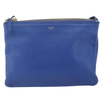 Celine Trio Crossbody Bag Leather, BLUE, LEATHER, Shoulder bag