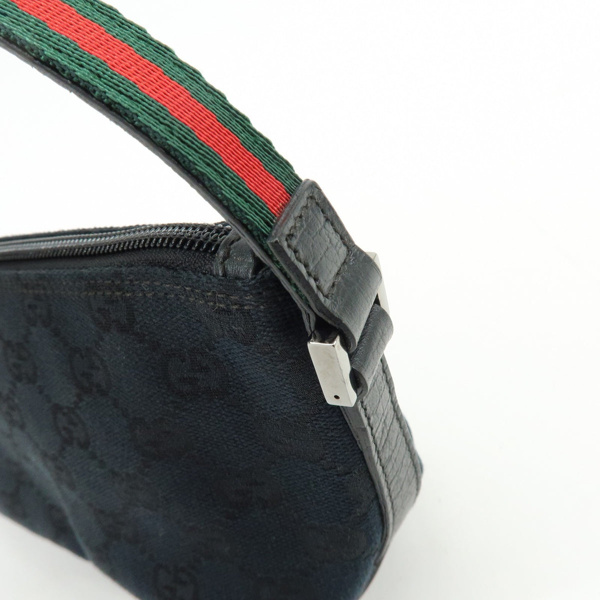 Gucci Boat Pochette GG Denim, Black, Canvas, Clutch