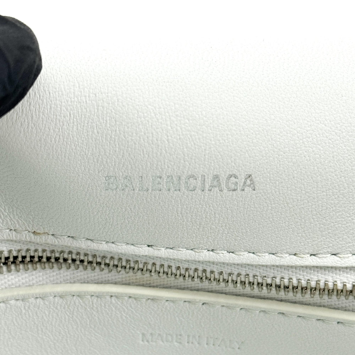 Balenciaga Downtown S Chain-Handle Leather, White, Leather, Shoulder Bag