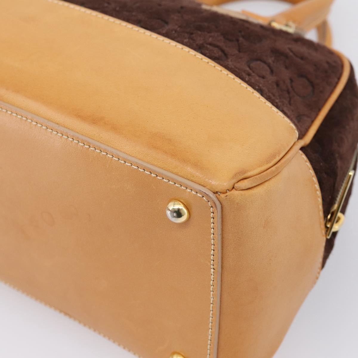Celine C Macadam Suede and Leather, Brown, Suede, Handbag