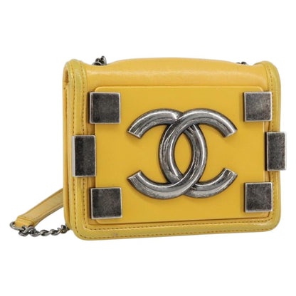 Chanel Boy Brick Flap Bag Lambskin and Plexiglass, YELLOW, LEATHER, Clutche & pouche