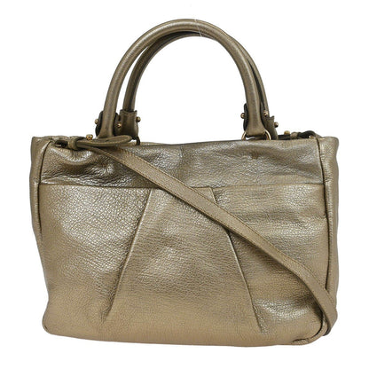 Salvatore Ferragamo Vala Leather, Gold, Leather, Handbag
