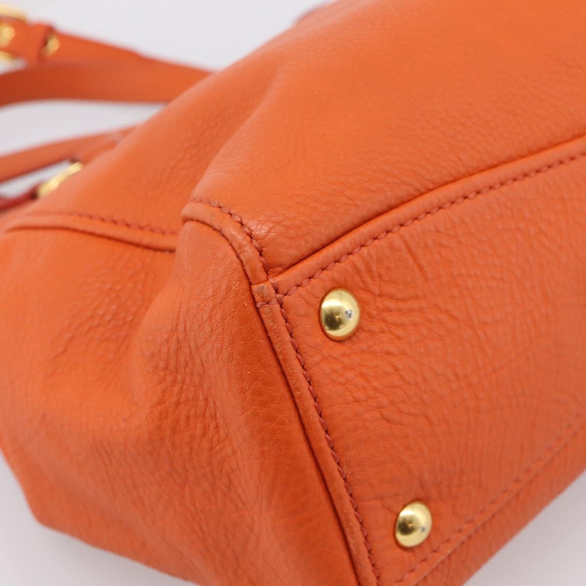 Miu Miu Caribou Convertible Tote Leather, Orange, Leather, Handbag