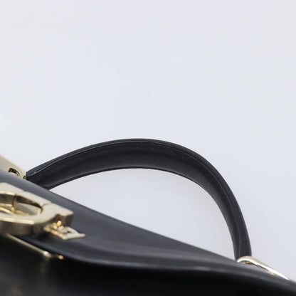 Salvatore Ferragamo Sofia Rainbow Saddle Leather, Black, Leather, Handbag