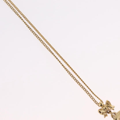 Christian Dior Round Logo Pendant Metal with Crystal, Gold, Metal, Necklace