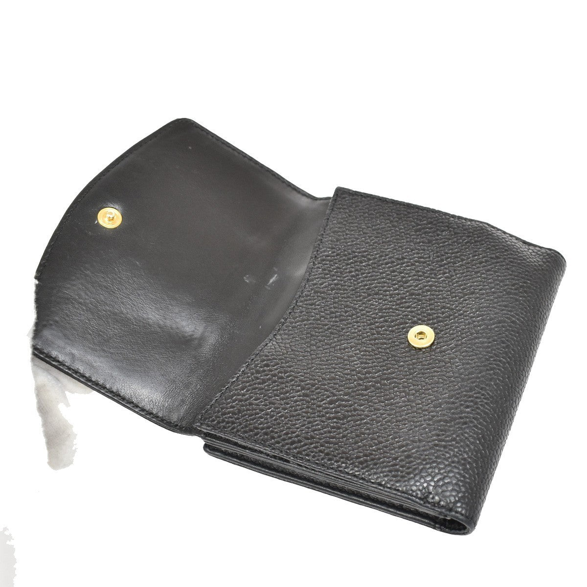 Chanel Vintage Timeless Bifold Caviar, Black, Leather, Wallet
