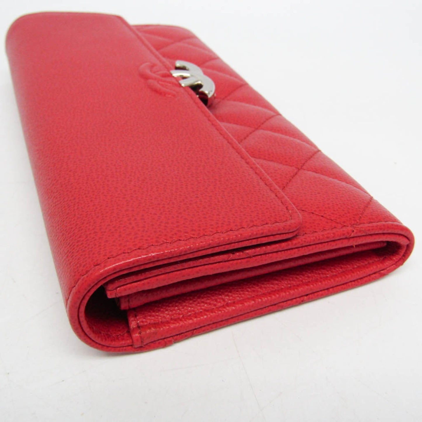Chanel CC Box Gusset Flap Quilted Calfskin, Red, Leather, Wallet