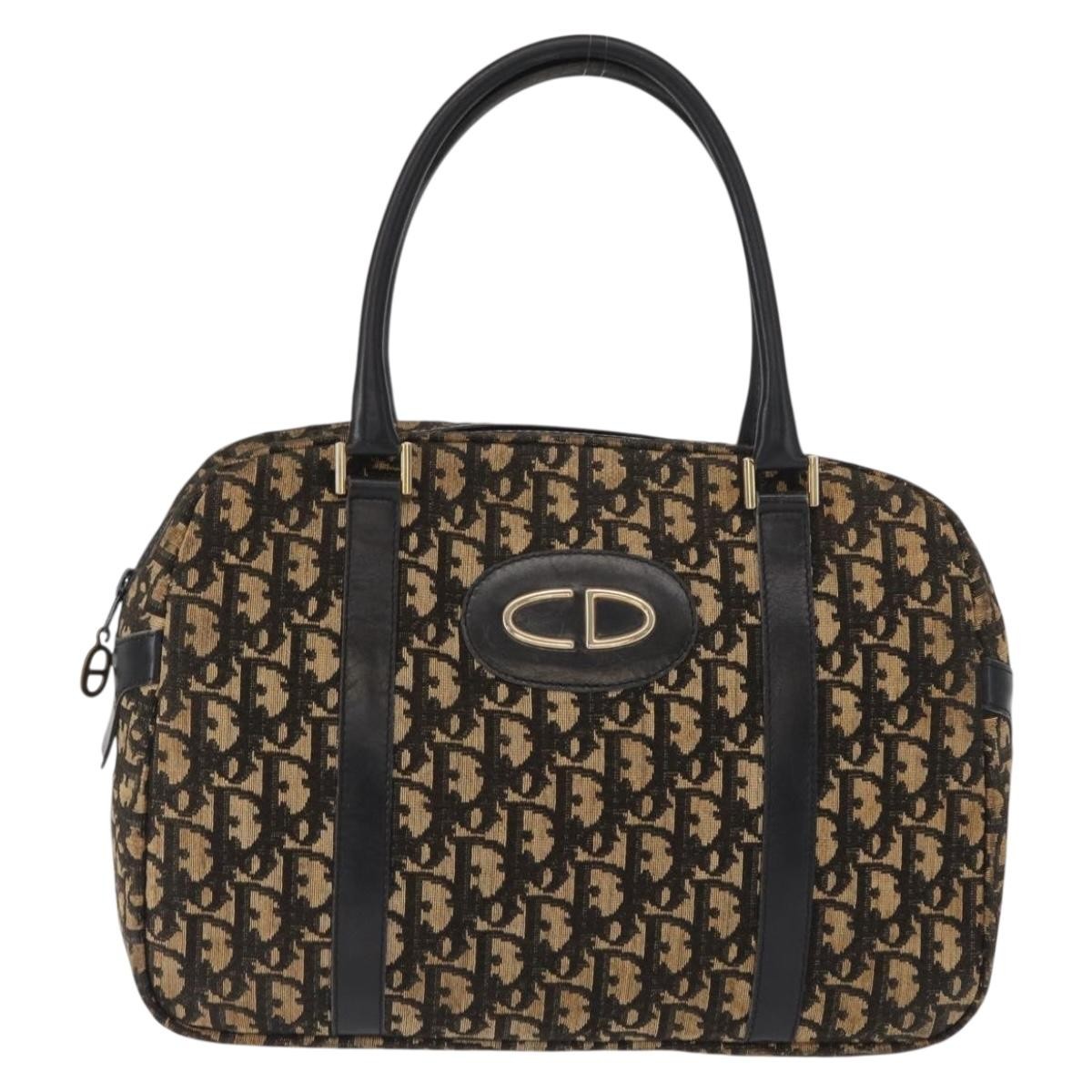 Christian Dior Vintage Trotter Romantique Boston Diorissimo Coated Canvas, Navy, Canvas, Shoulder Bag