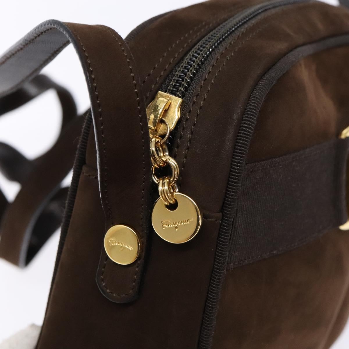Salvatore Ferragamo Vala Suede, Brown, Suede, Shoulder Bag