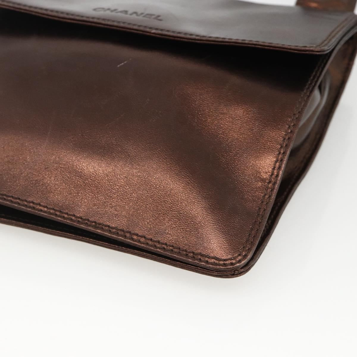 Chanel Vintage Logo Flap Messenger Leather, Brown, Leather, Shoulder Bag