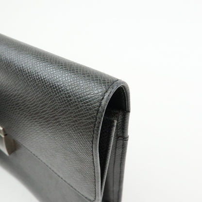 Louis Vuitton Selenga Pochette Taiga Leather, Black, Leather, Clutch