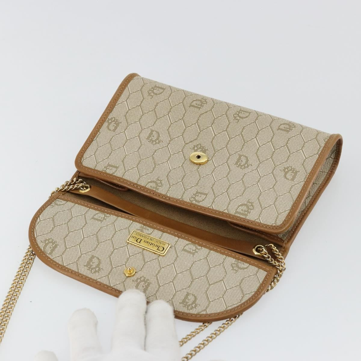 Christian Dior Vintage honeycomb clutch Canvas, Beige, Canvas, Clutch