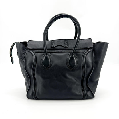 Celine Luggage Embossed Leather, Black, Leather, Handbag