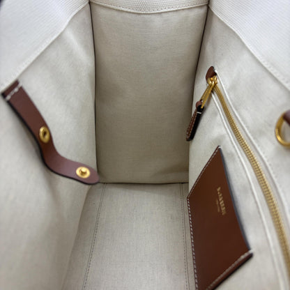 Burberry Freya Shopping Canvas with Leather, Beige, Canvas, Tote Bag