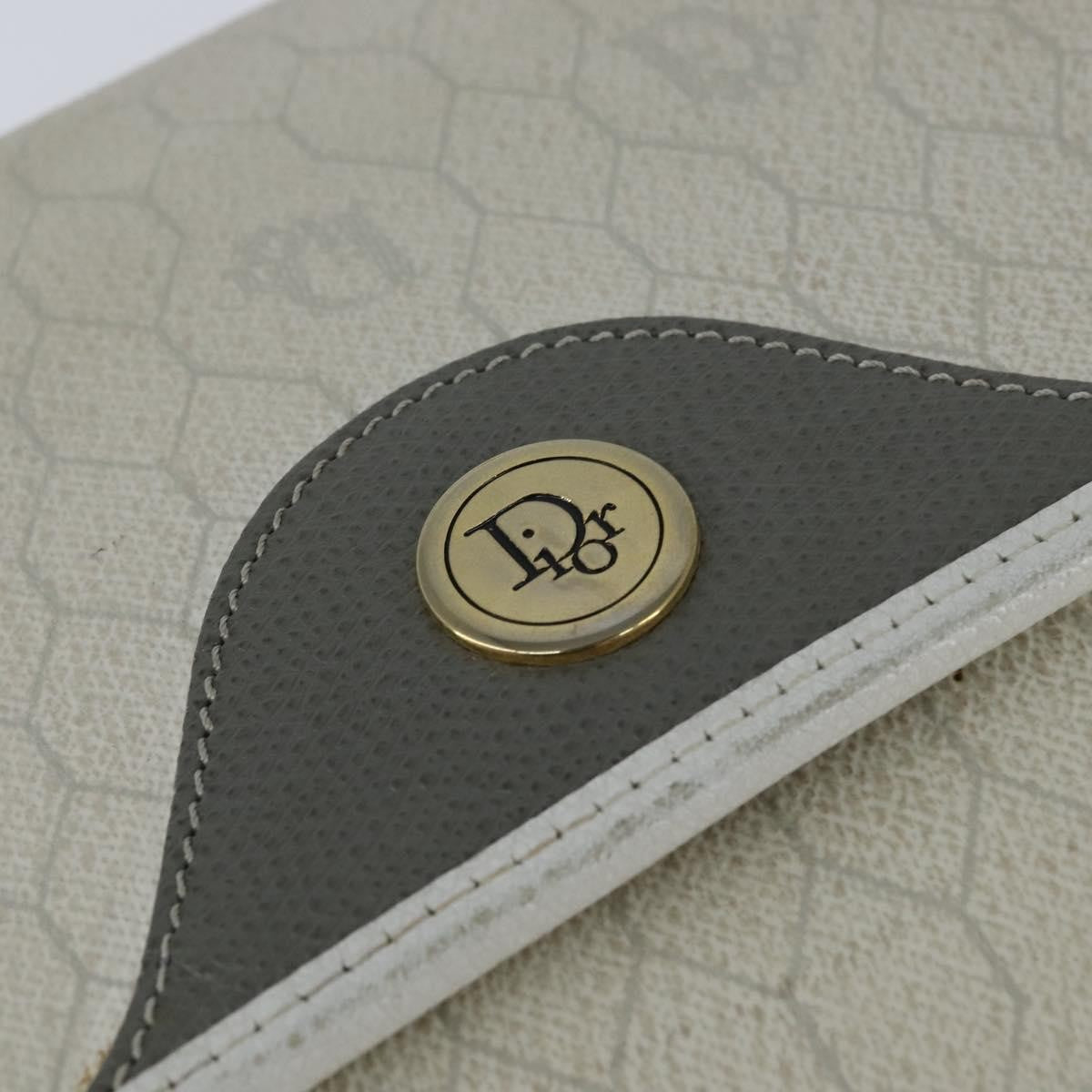Christian Dior Vintage Honeycomb Flap Coated Canvas, White, Canvas, Wallet