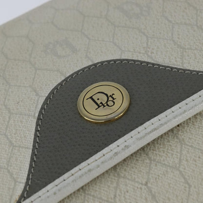 Christian Dior Vintage Honeycomb Flap Coated Canvas, White, Canvas, Wallet
