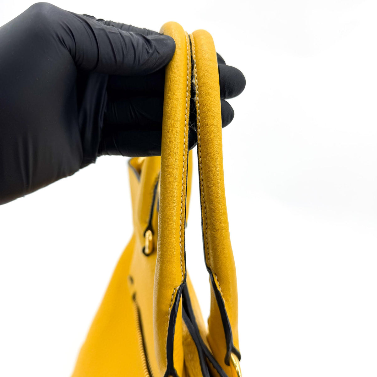 Prada Front Pocket Convertible Tote Leather, Yellow, Leather, Tote Bag
