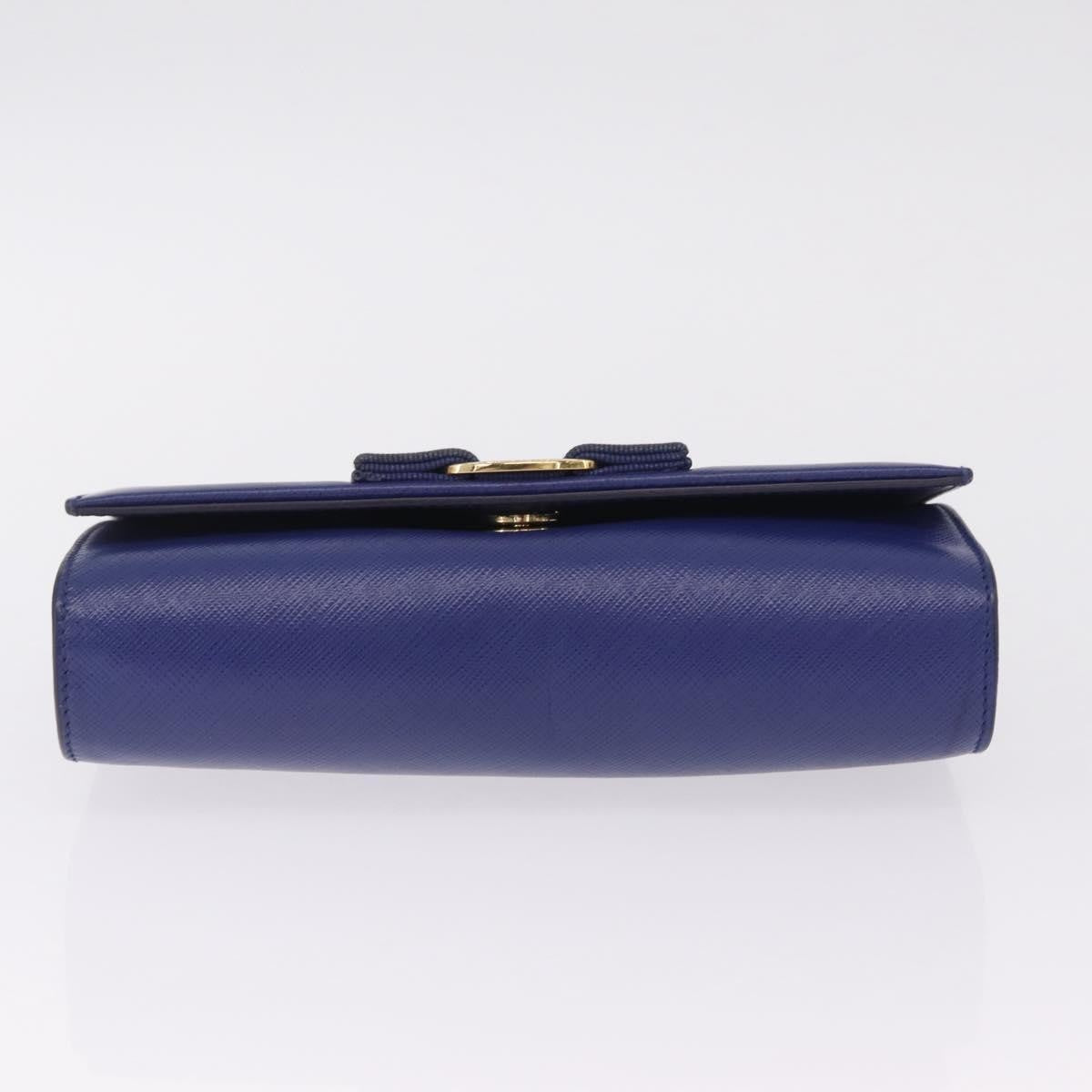 Salvatore Ferragamo Vala Chain Leather, Blue, Leather, Shoulder Bag