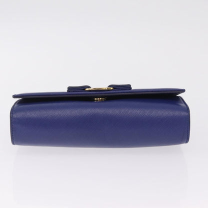 Salvatore Ferragamo Vala Chain Leather, Blue, Leather, Shoulder Bag