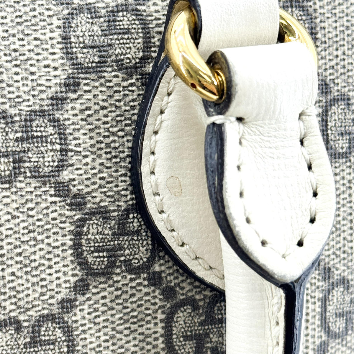 Gucci Horsebit 1955 Top Handle GG Coated Canvas with Leather, White, Canvas, Handbag