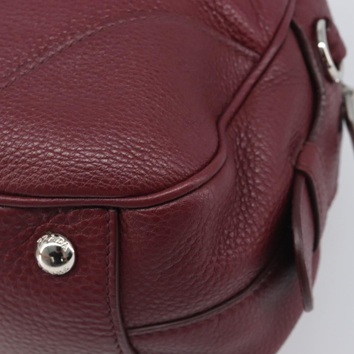 Prada Front Pocket Pushlock Convertible Boston Vitello Daino, Burgundy, Leather, Handbag