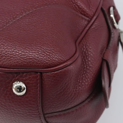 Prada Front Pocket Pushlock Convertible Boston Vitello Daino, Burgundy, Leather, Handbag