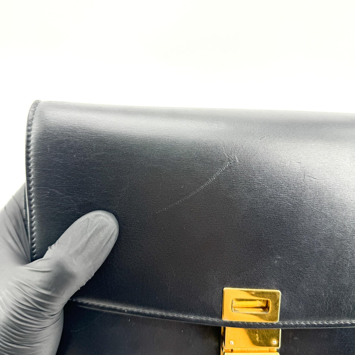 Celine Classic Box Smooth Leather, Black, Leather, Handbag