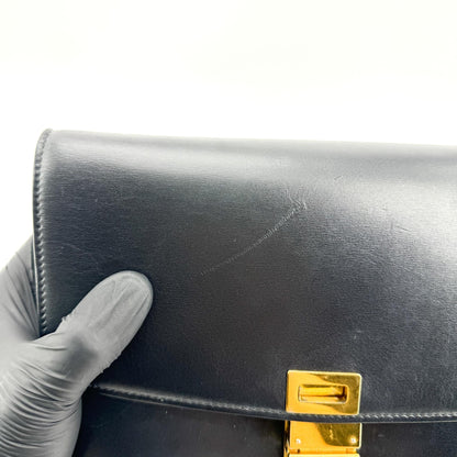 Celine Classic Box Smooth Leather, Black, Leather, Handbag