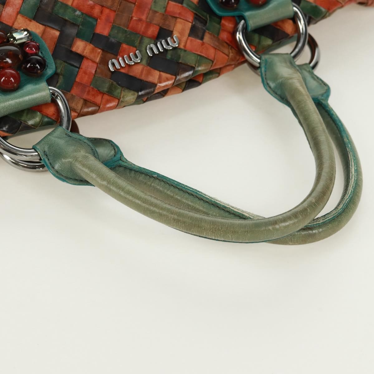Miu Miu Chain Handle Pleated Leather, Multicolour, Leather, Handbag