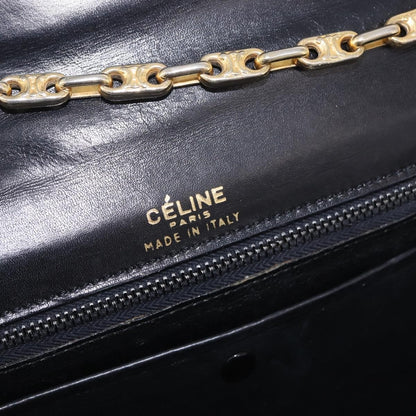 Celine Shoulder Leather, Black, Leather, Shoulder Bag