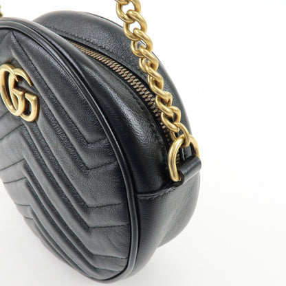 Gucci GG Marmont Round Matelasse Leather, Black, Leather, Shoulder Bag