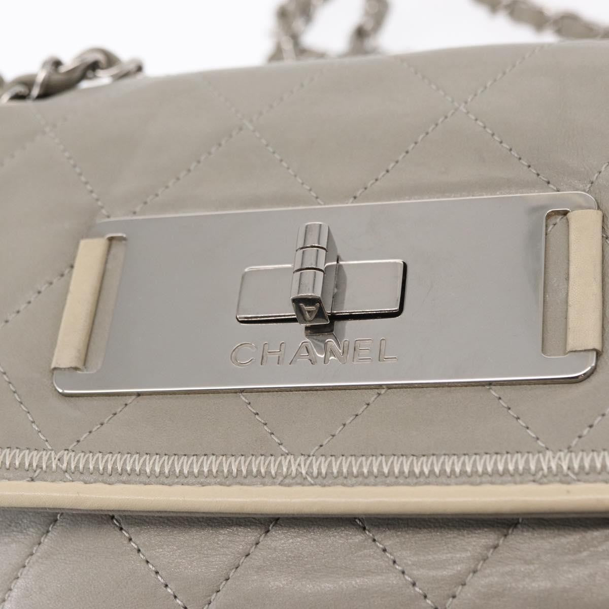Chanel Mademoiselle Lock Flap Quilted Lambskin, Gray, Leather, Shoulder Bag