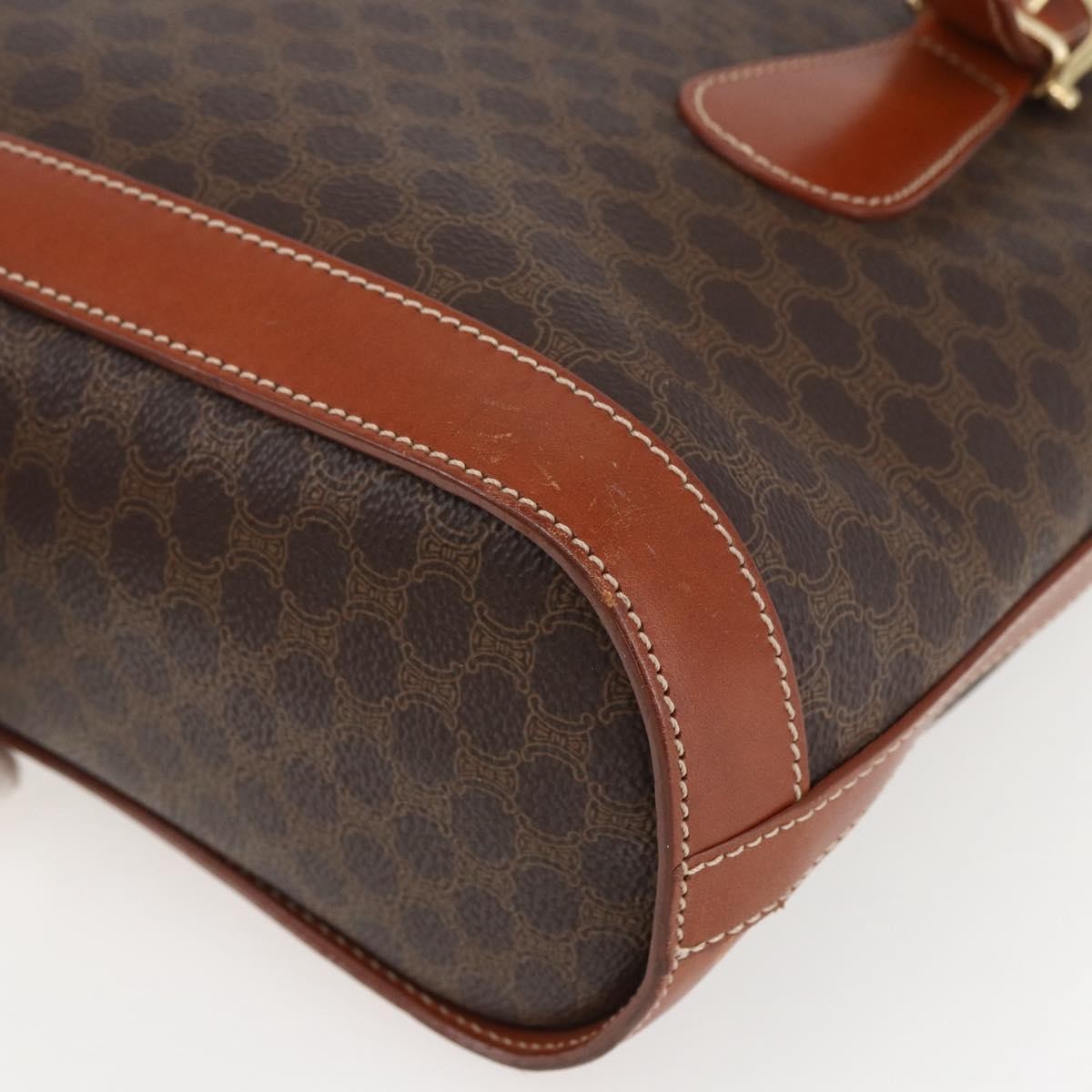 Celine Vintage Macadam Canvas and Leather, Brown, Canvas, Handbag