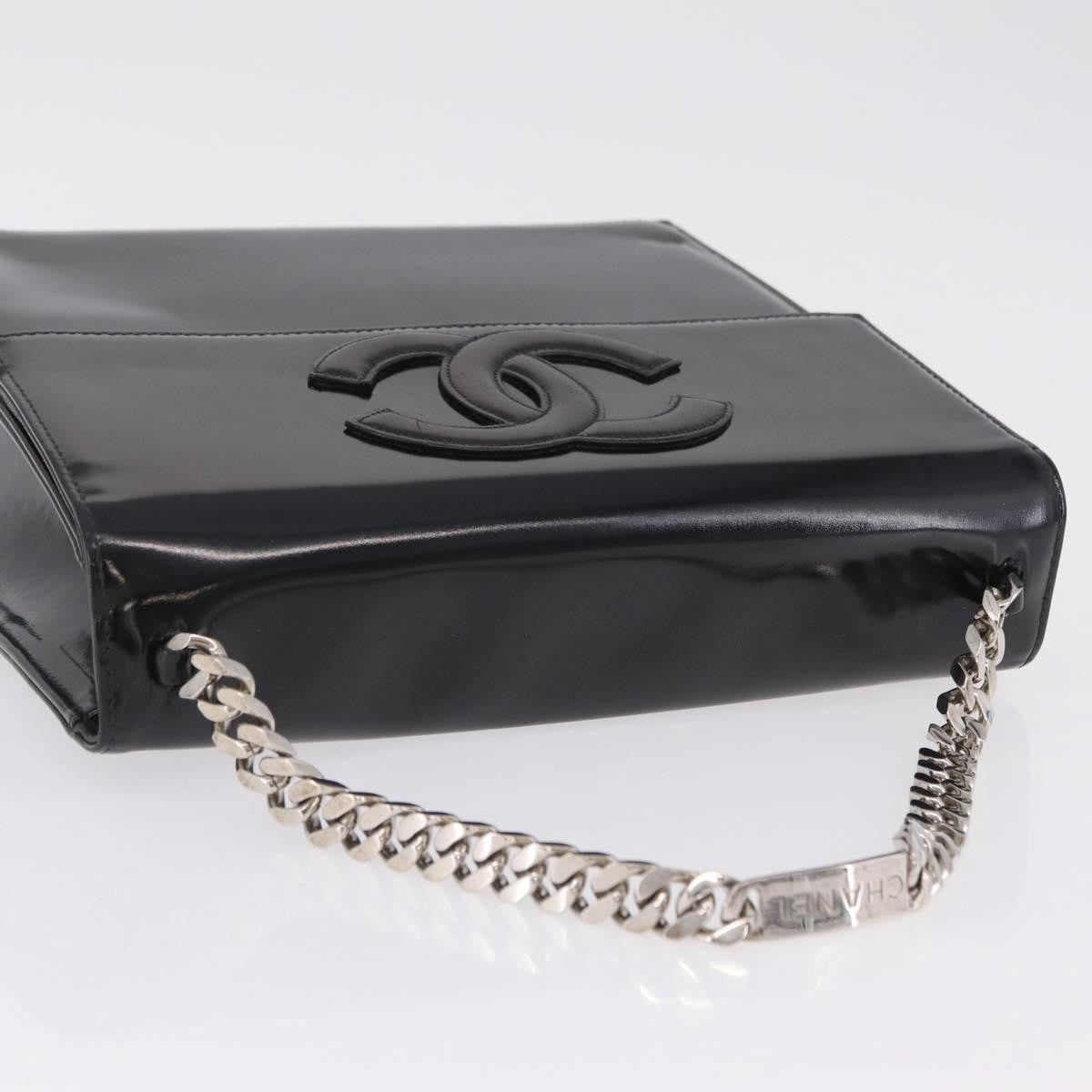 Chanel Vintage CC Box Flap Leather, Black, Patent Leather, Handbag