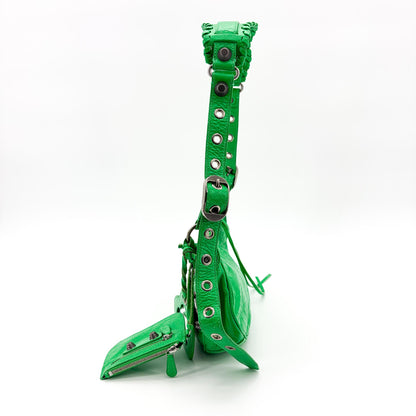 Balenciaga Le Cagole Giant Spikes Leather, Green, Leather, Shoulder Bag