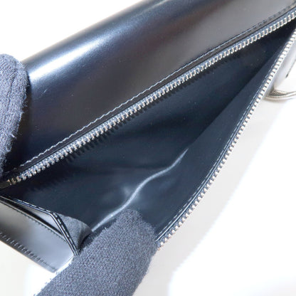 Prada Envelope Logo Clutch Spazzolato Leather, Black, Leather, Clutch