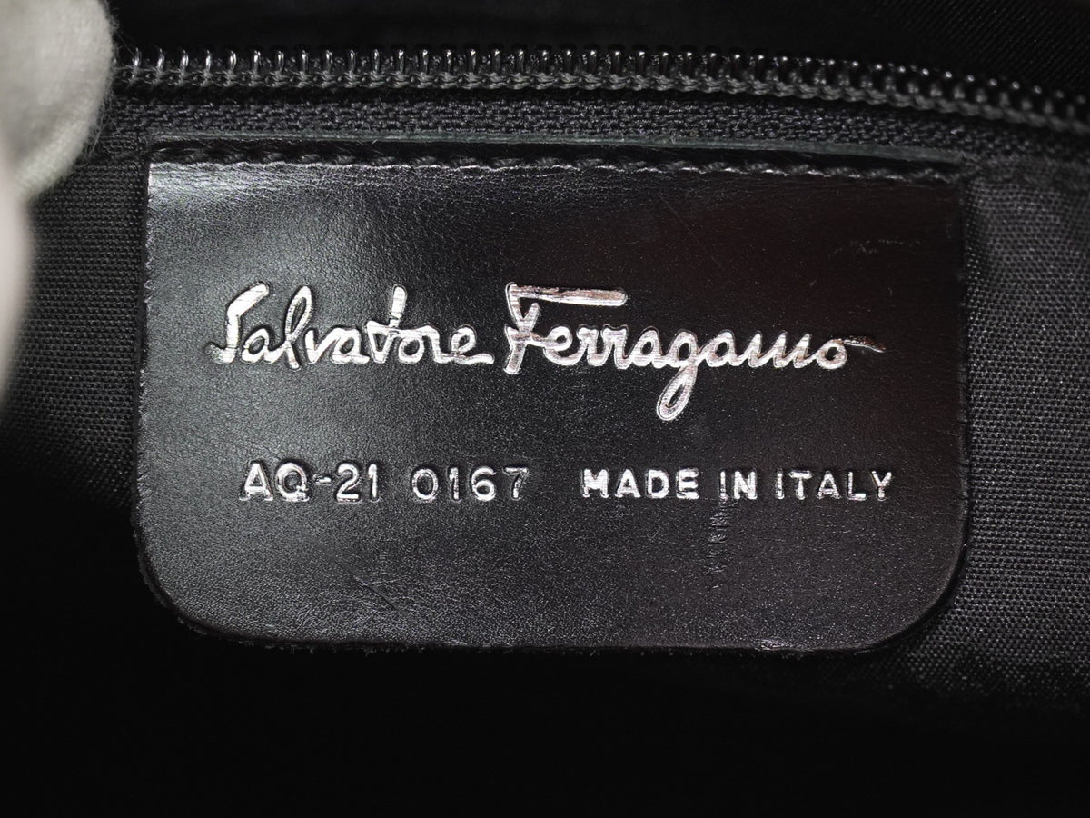 Salvatore Ferragamo Double Gancini Side Buckle Leather, Orange, Leather, Tote Bag