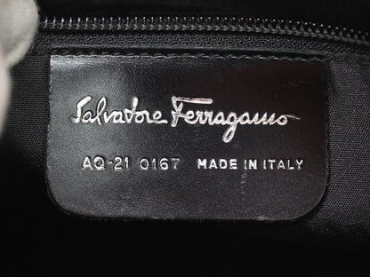 Salvatore Ferragamo Double Gancini Side Buckle Leather, Orange, Leather, Tote Bag