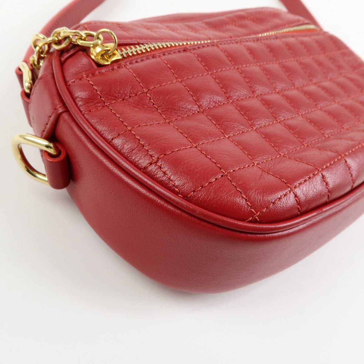 Celine C Charm Camera Quilted Leather, Red, Leather, Handbag